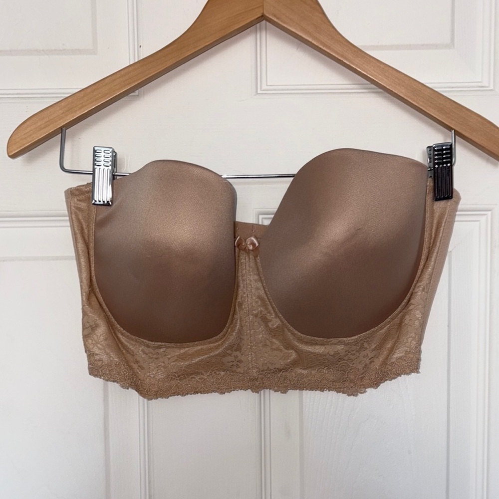 Va Bien Tan Strapless Lace Bra Size 38D